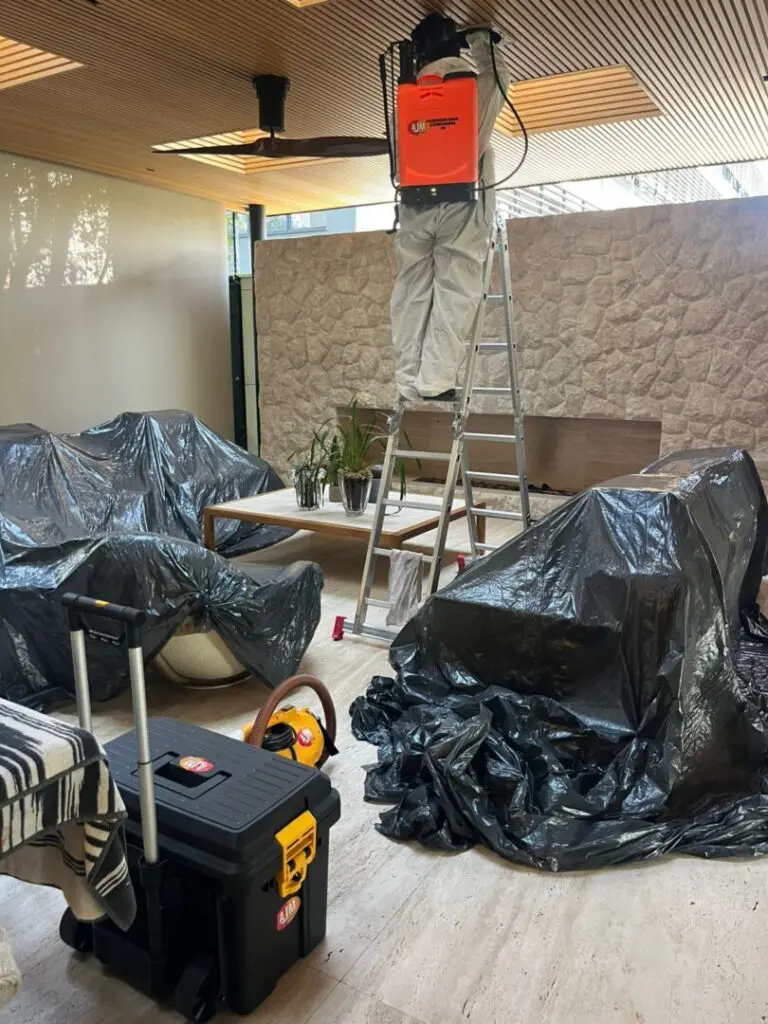 Técnico da AJM realizando descupinização